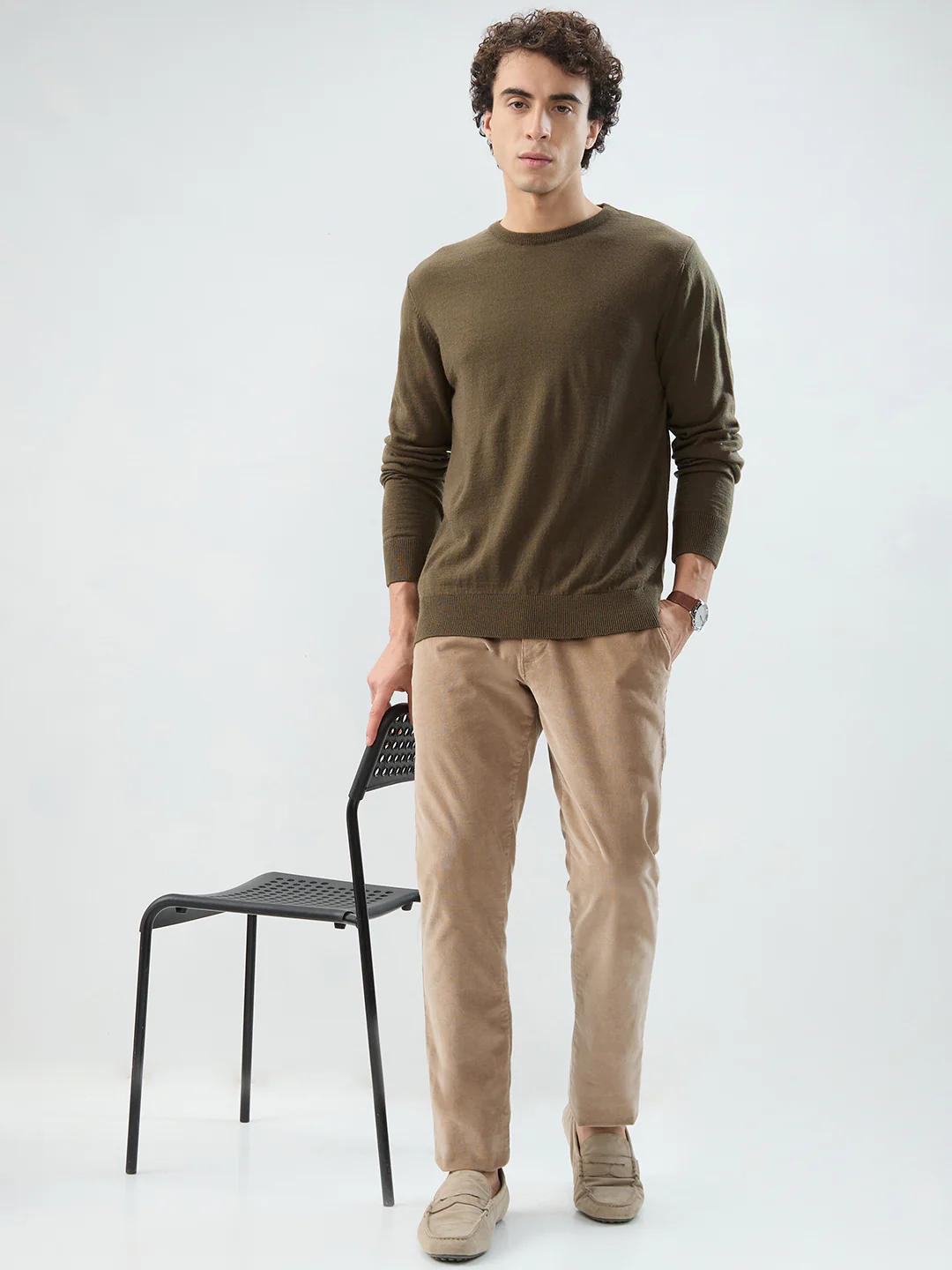 Raymond Men Brown Solid Acrylic Sweatshirt - Image 7