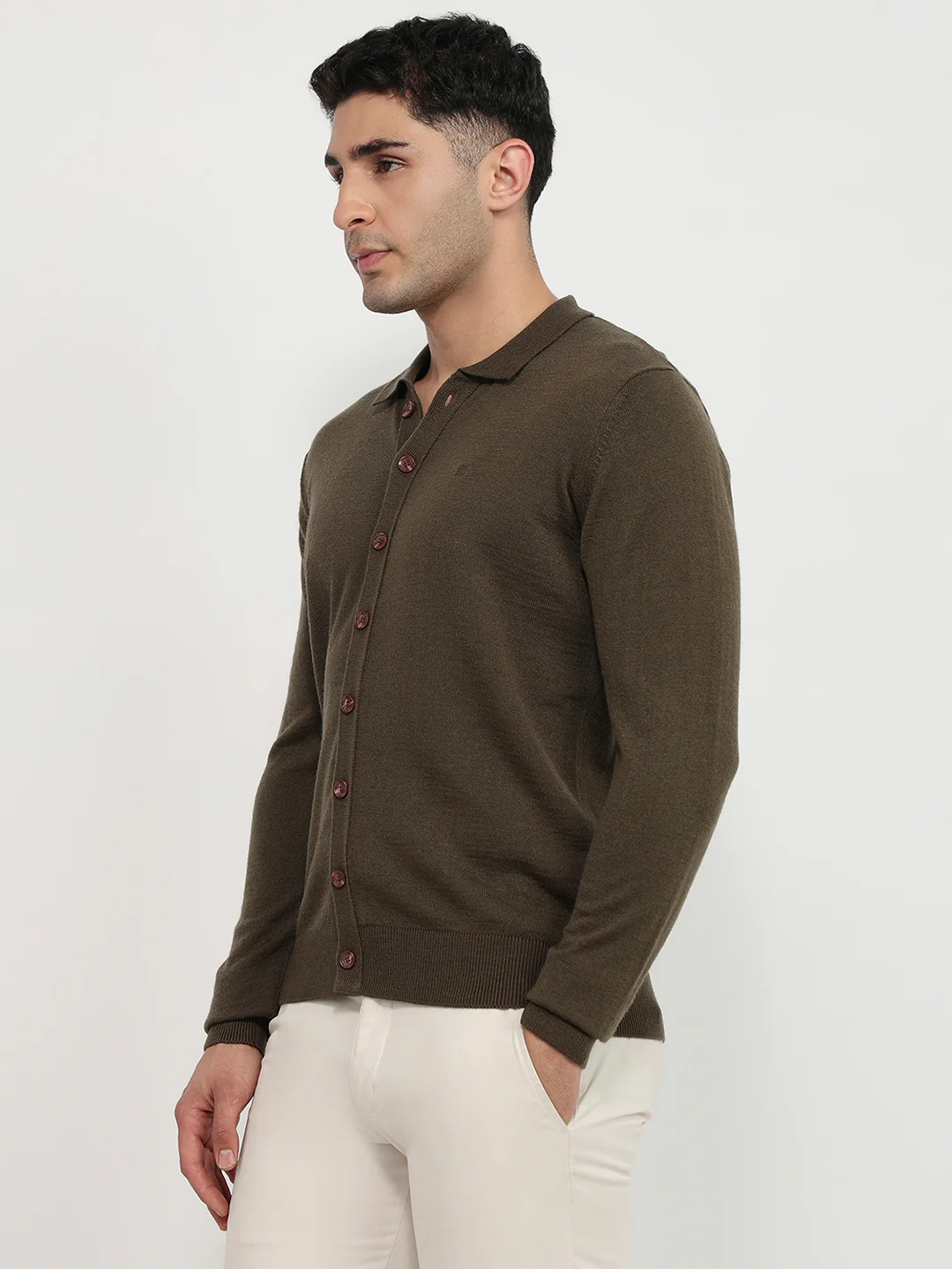 Raymond Men Brown Solid Acrylic Sweatshirt - Image 2