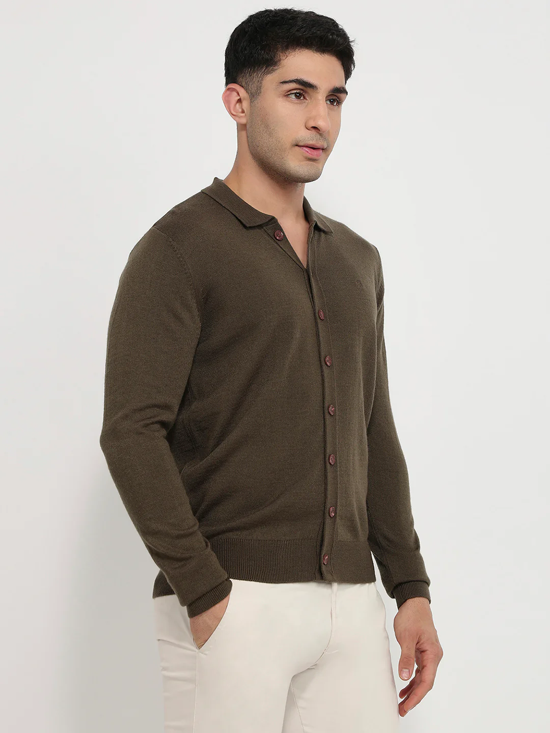 Raymond Men Brown Solid Acrylic Sweatshirt - Image 3
