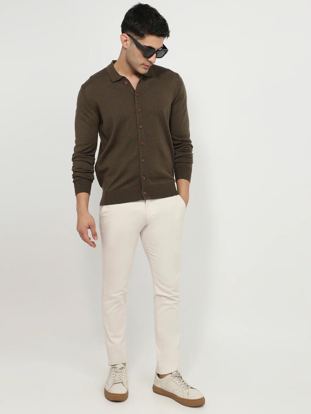 Raymond Men Brown Solid Acrylic Sweatshirt - Image 5