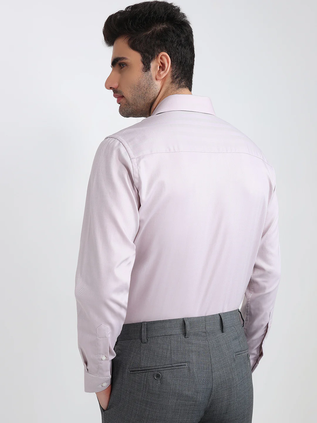 Raymond Men Brown Solid Chambray Regular Fit Cotton Shirt - Image 4
