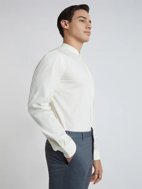 Raymond Men Brown Solid Contemporary Fit Cotton Shirt - Image 2