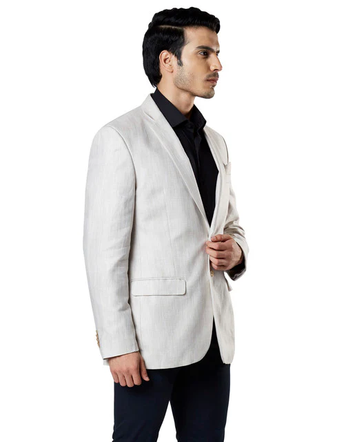 Raymond Men Brown Solid Contemporary Fit Linen Blend Blazer - Image 2