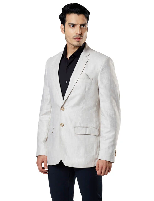 Raymond Men Brown Solid Contemporary Fit Linen Blend Blazer - Image 3
