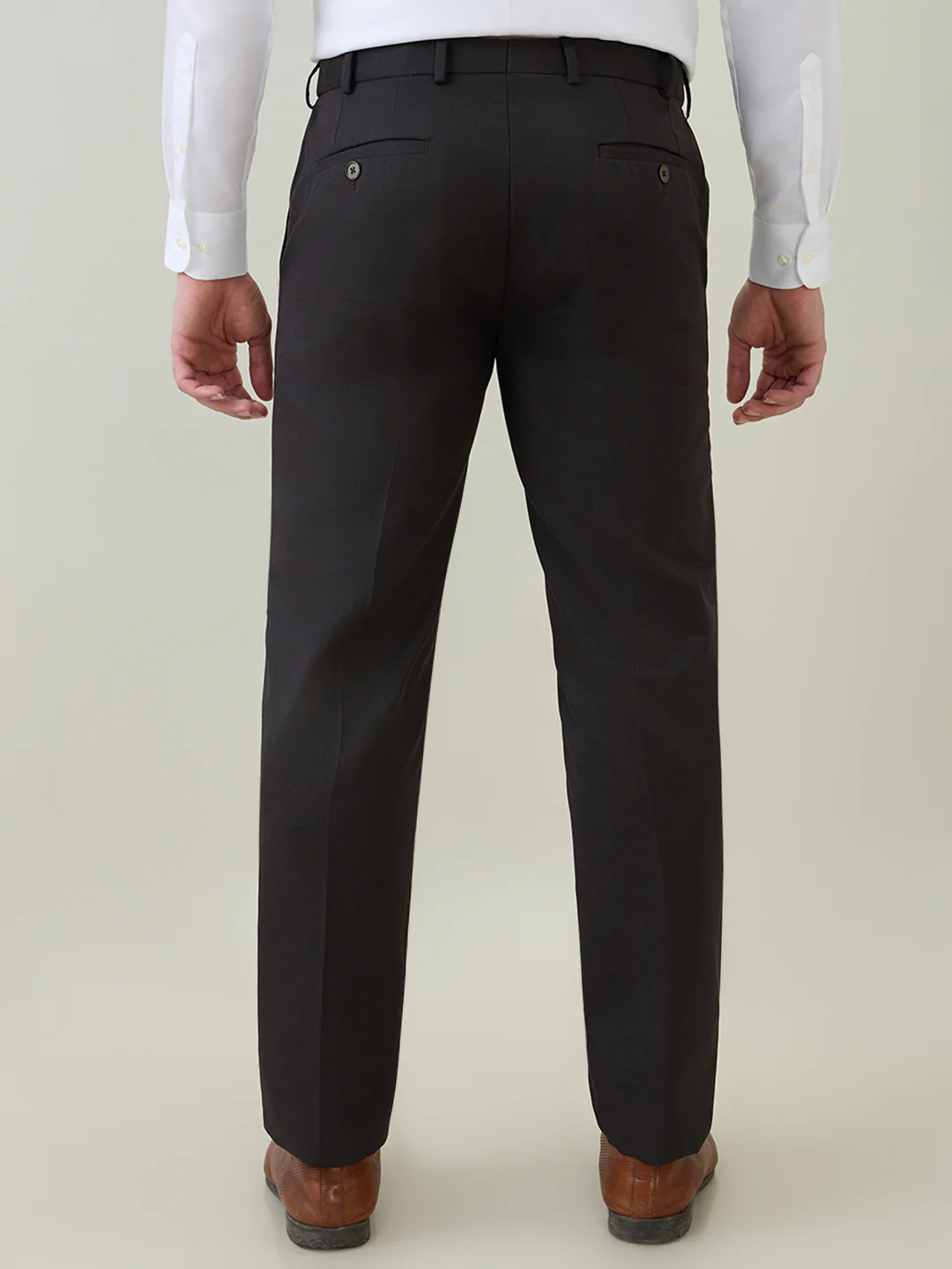 Raymond Men Brown Solid Contemporary Fit Polyester Blend Trouser - Image 4