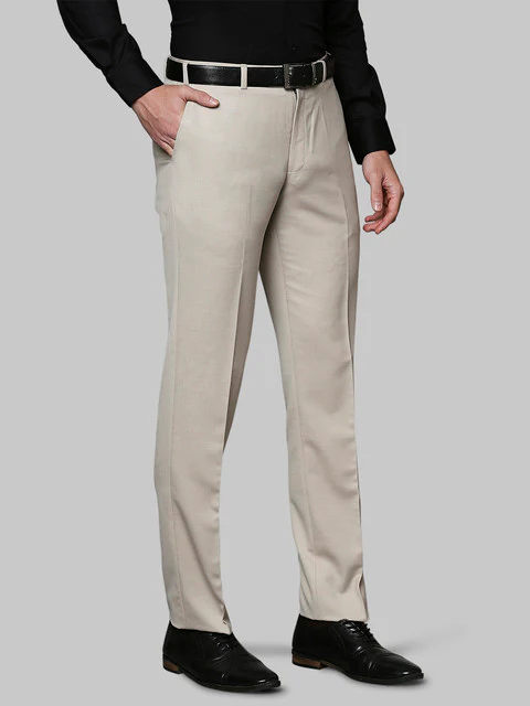 Raymond Men Brown Solid Contemporary Fit Polyester Blend Trouser - Image 2