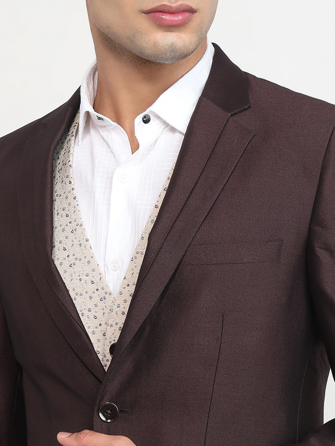 Raymond Men Brown Contemporary Fit Solid Formal Suit - Image 6