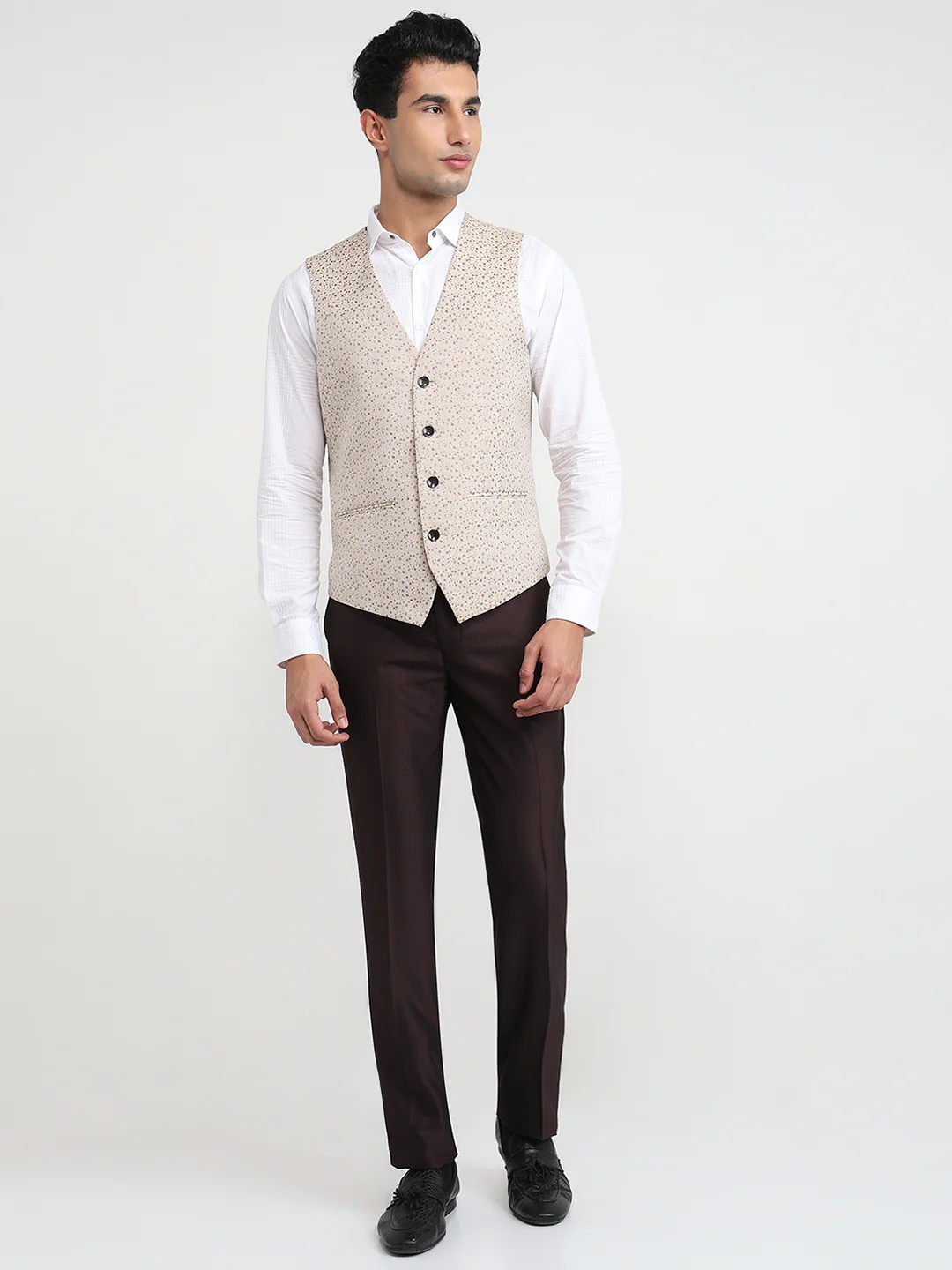 Raymond Men Brown Contemporary Fit Solid Formal Suit - Image 7