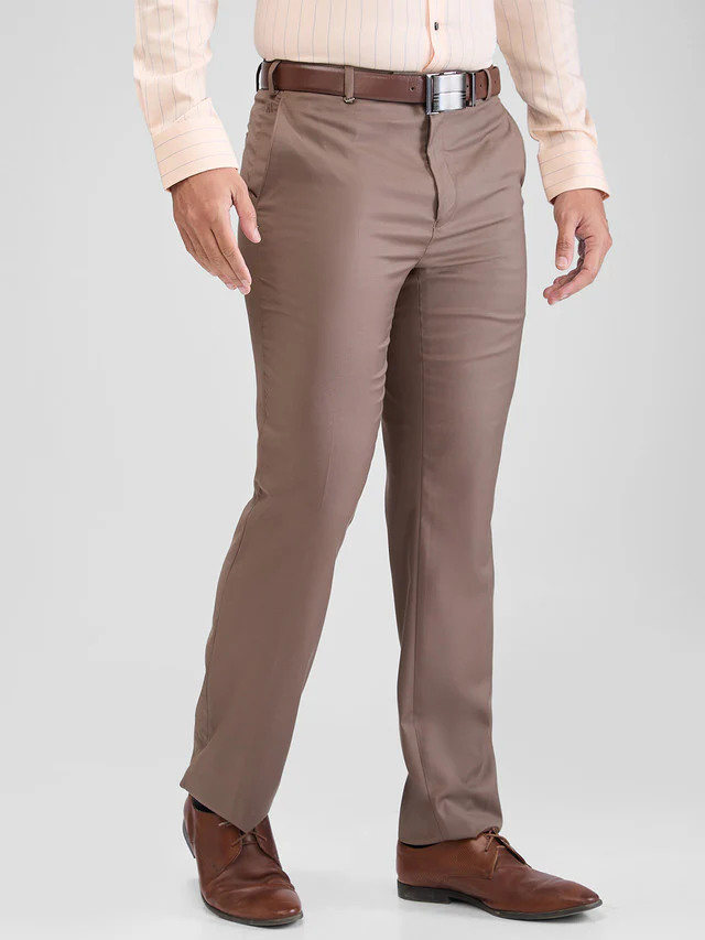 Raymond Men Brown Solid Contemporary Fit Trouser - Image 2