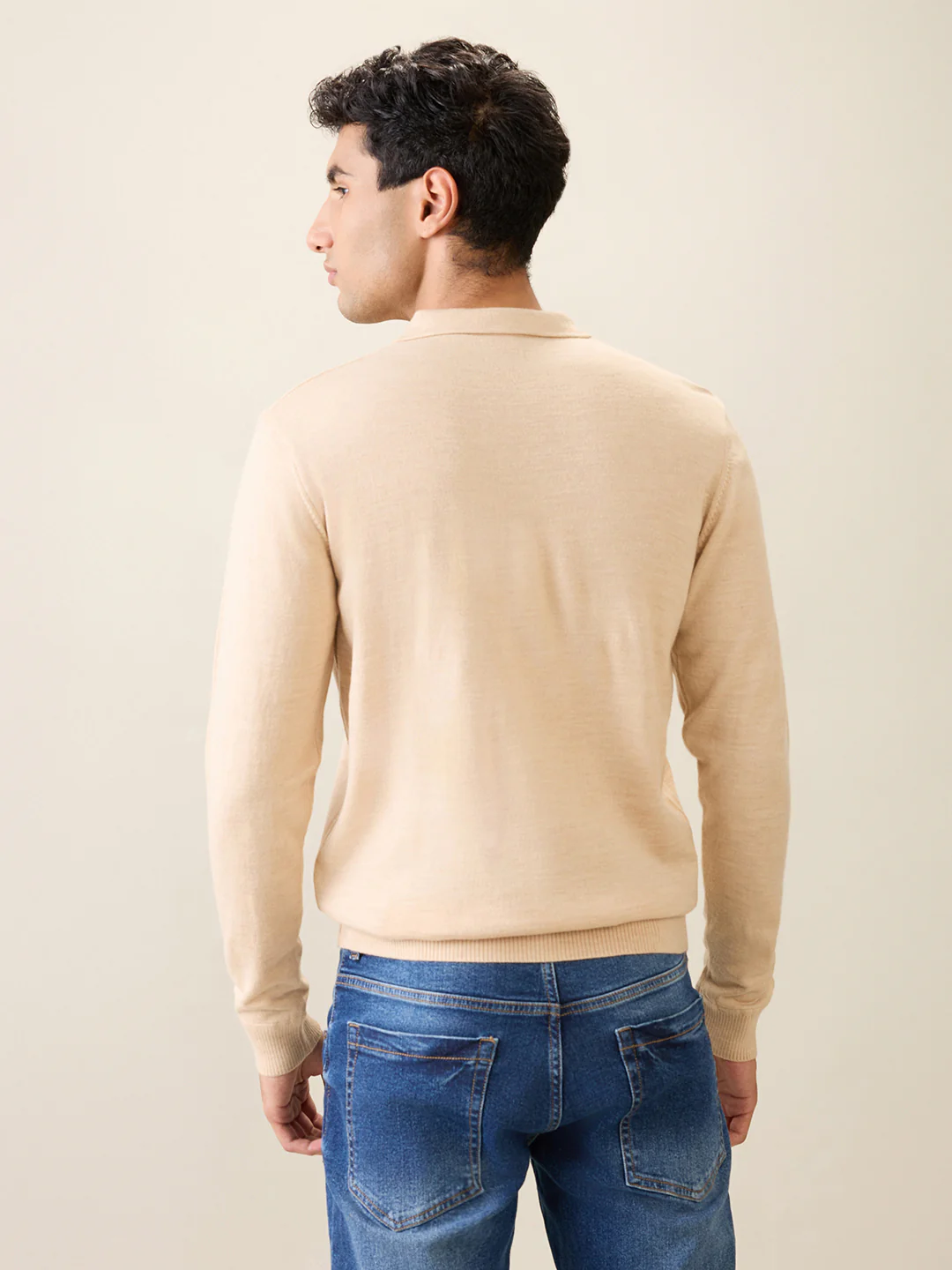 Raymond Men Brown Solid Contemporary Fit Wool Blend Full Sleeve Polo Neck Collar Sweater - Image 4