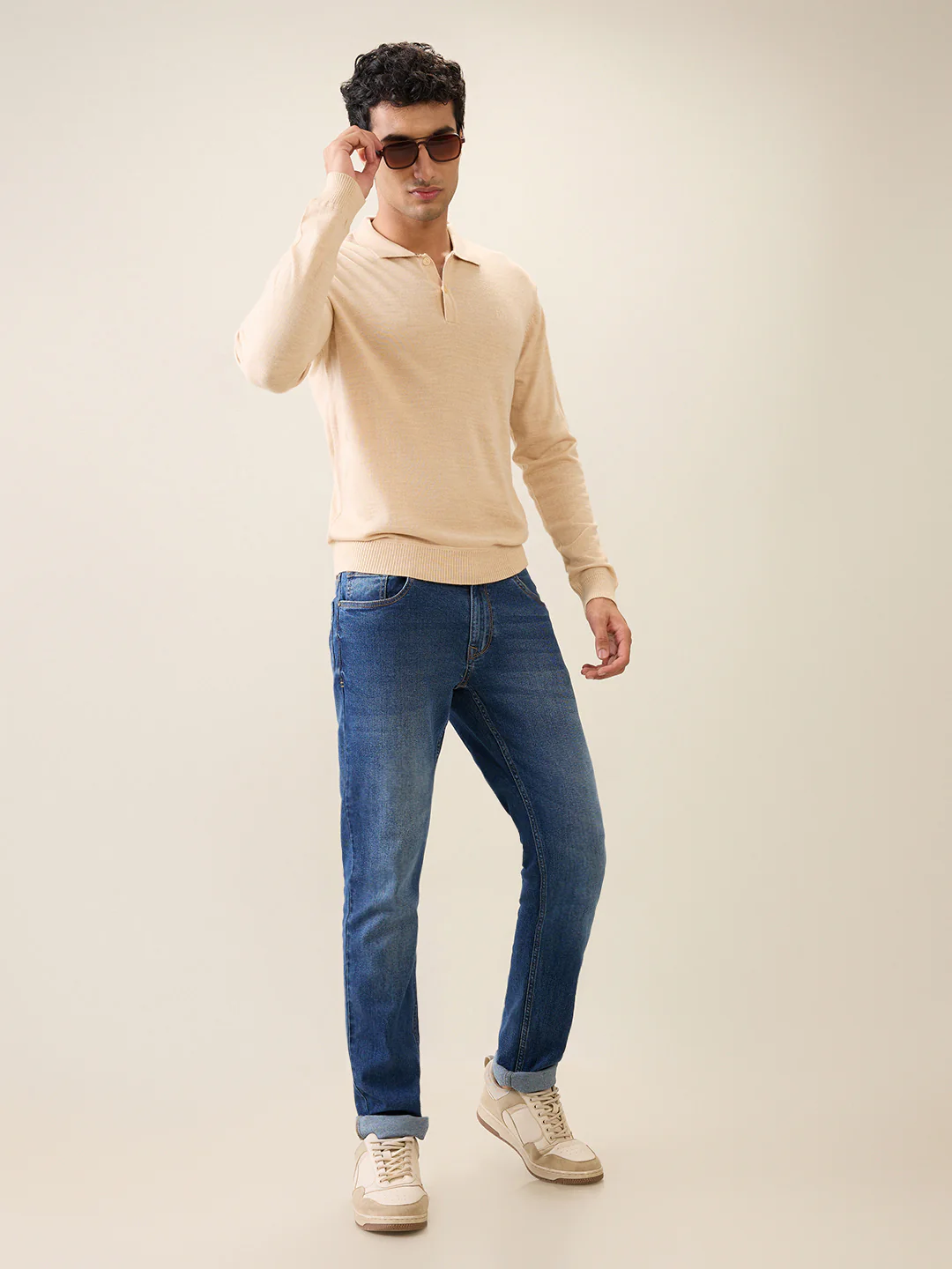Raymond Men Brown Solid Contemporary Fit Wool Blend Full Sleeve Polo Neck Collar Sweater - Image 6