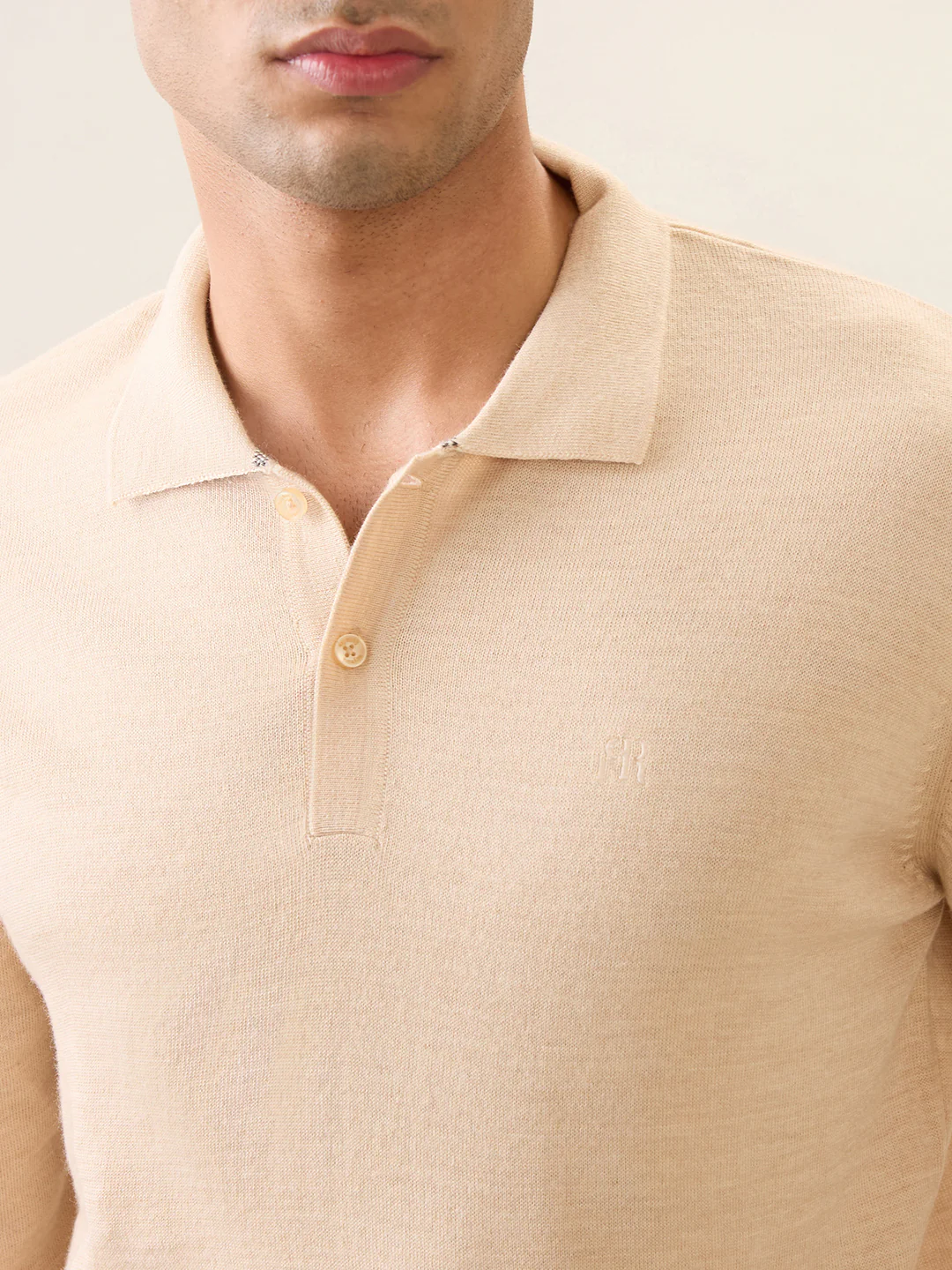 Raymond Men Brown Solid Contemporary Fit Wool Blend Full Sleeve Polo Neck Collar Sweater - Image 7