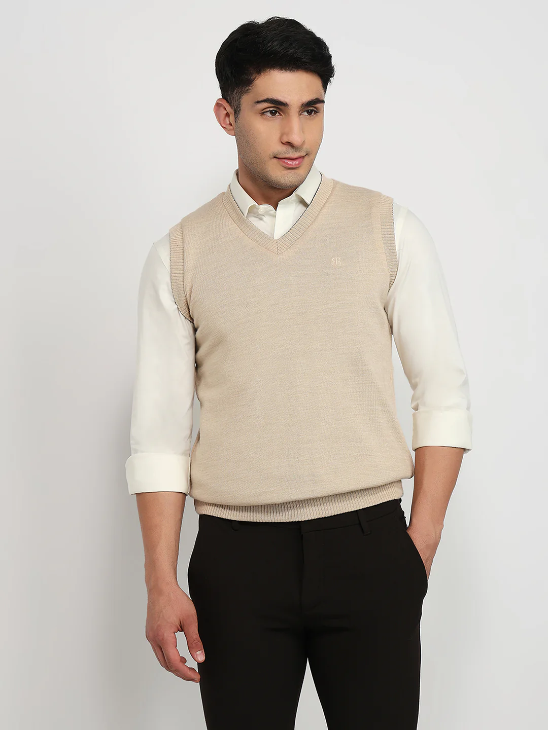 Raymond Men Brown Solid M Blend Sweatshirt
