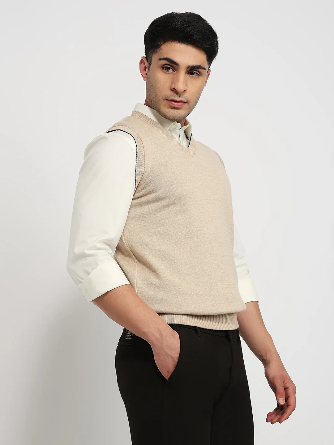 Raymond Men Brown Solid M Blend Sweatshirt - Image 2