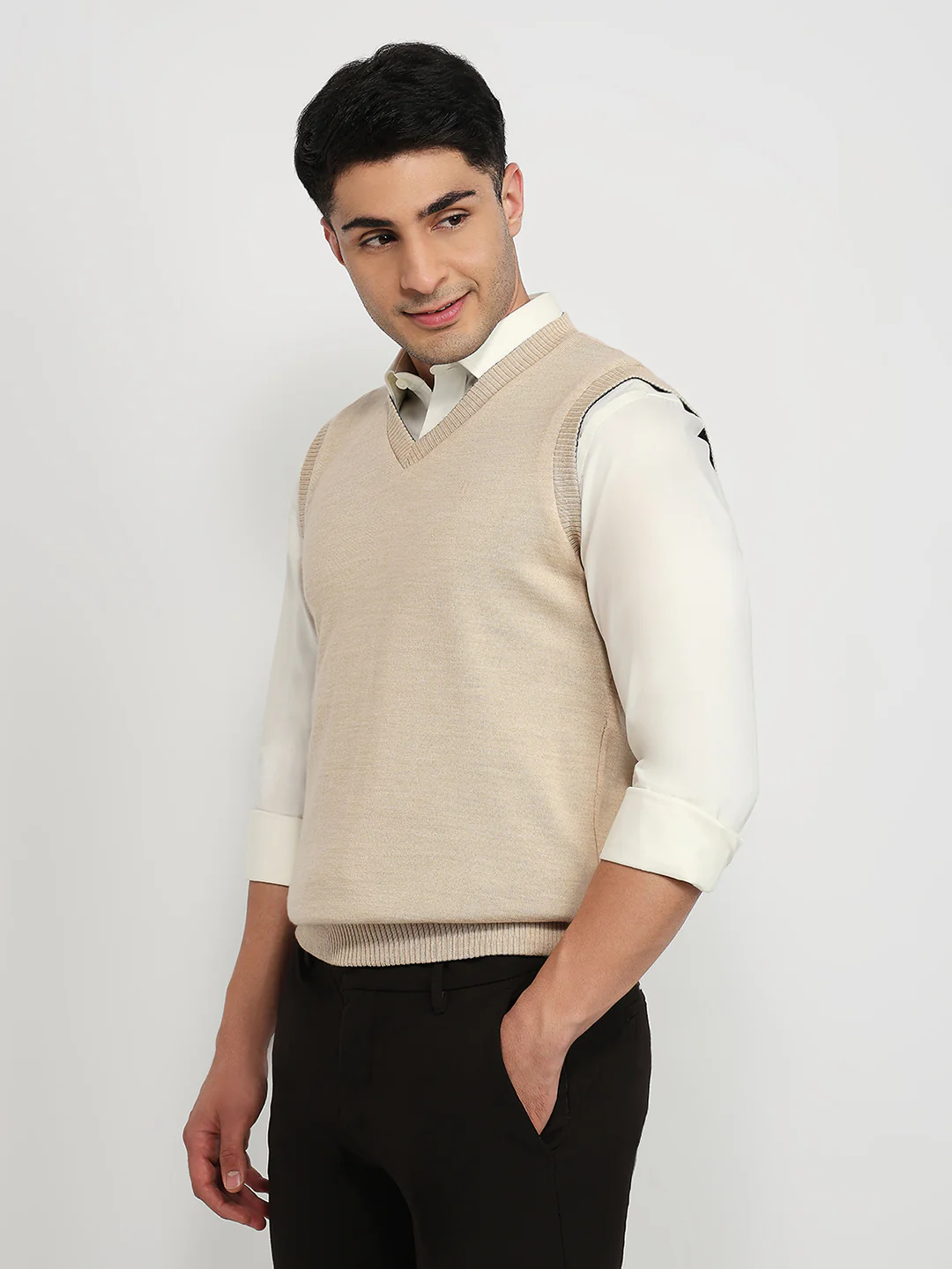 Raymond Men Brown Solid M Blend Sweatshirt - Image 3