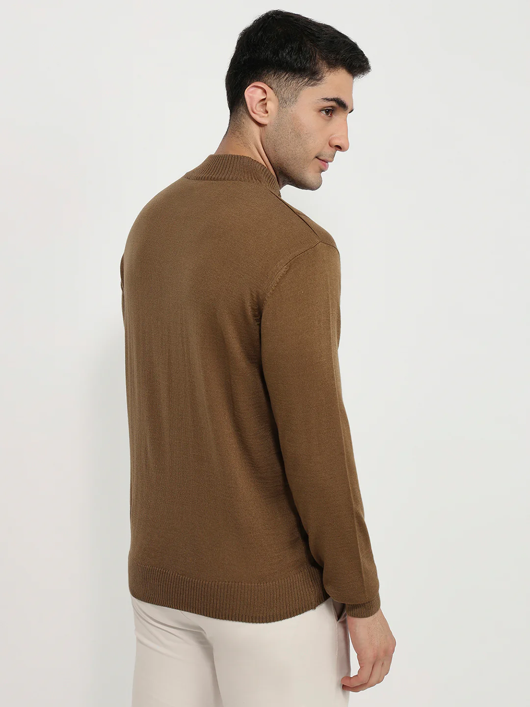 Raymond Men Brown Solid Regular Fit Acrlic Blend Sweatshirt - Image 4