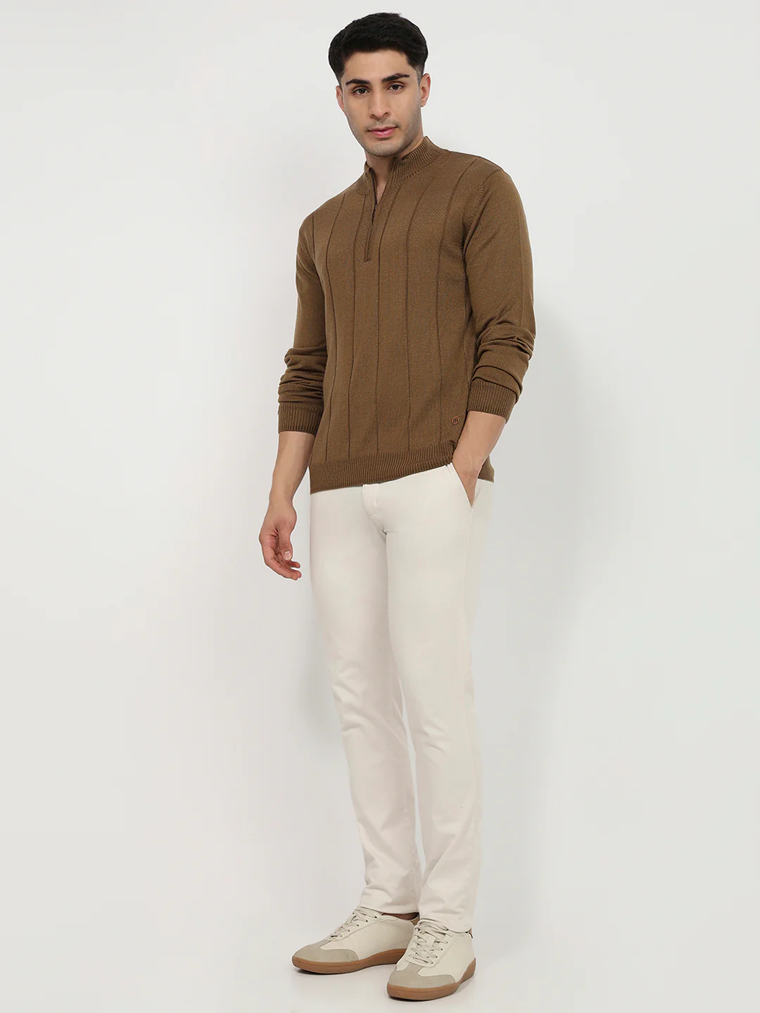 Raymond Men Brown Solid Regular Fit Acrlic Blend Sweatshirt - Image 5
