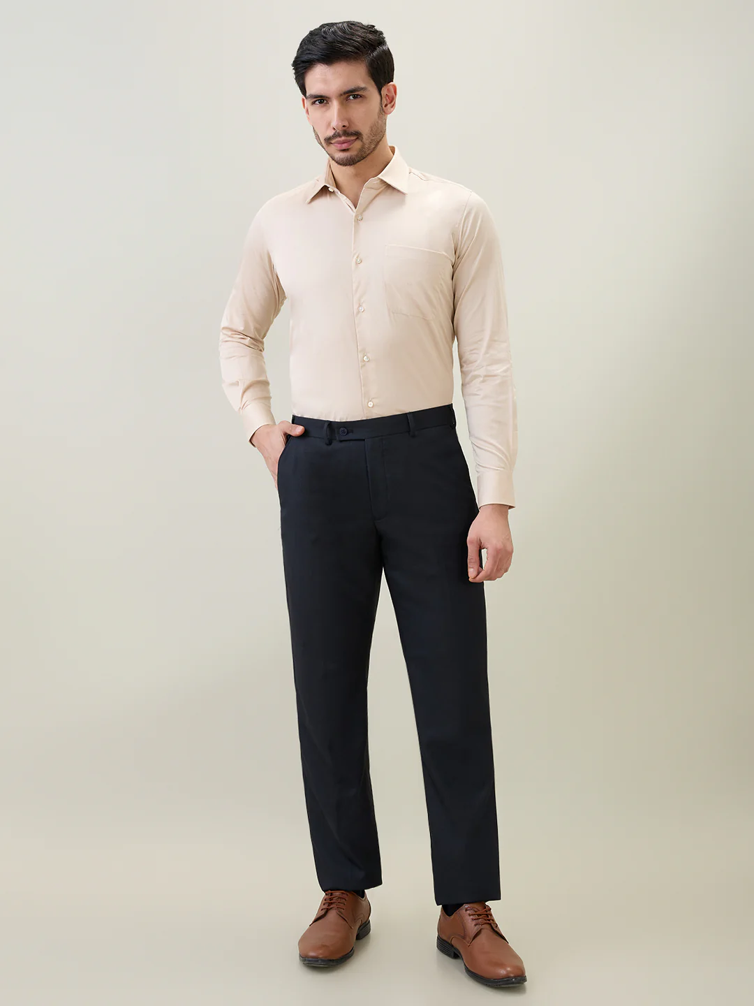 Raymond Men Brown Solid Regular Fit Cotton Blend Shirt - Image 5