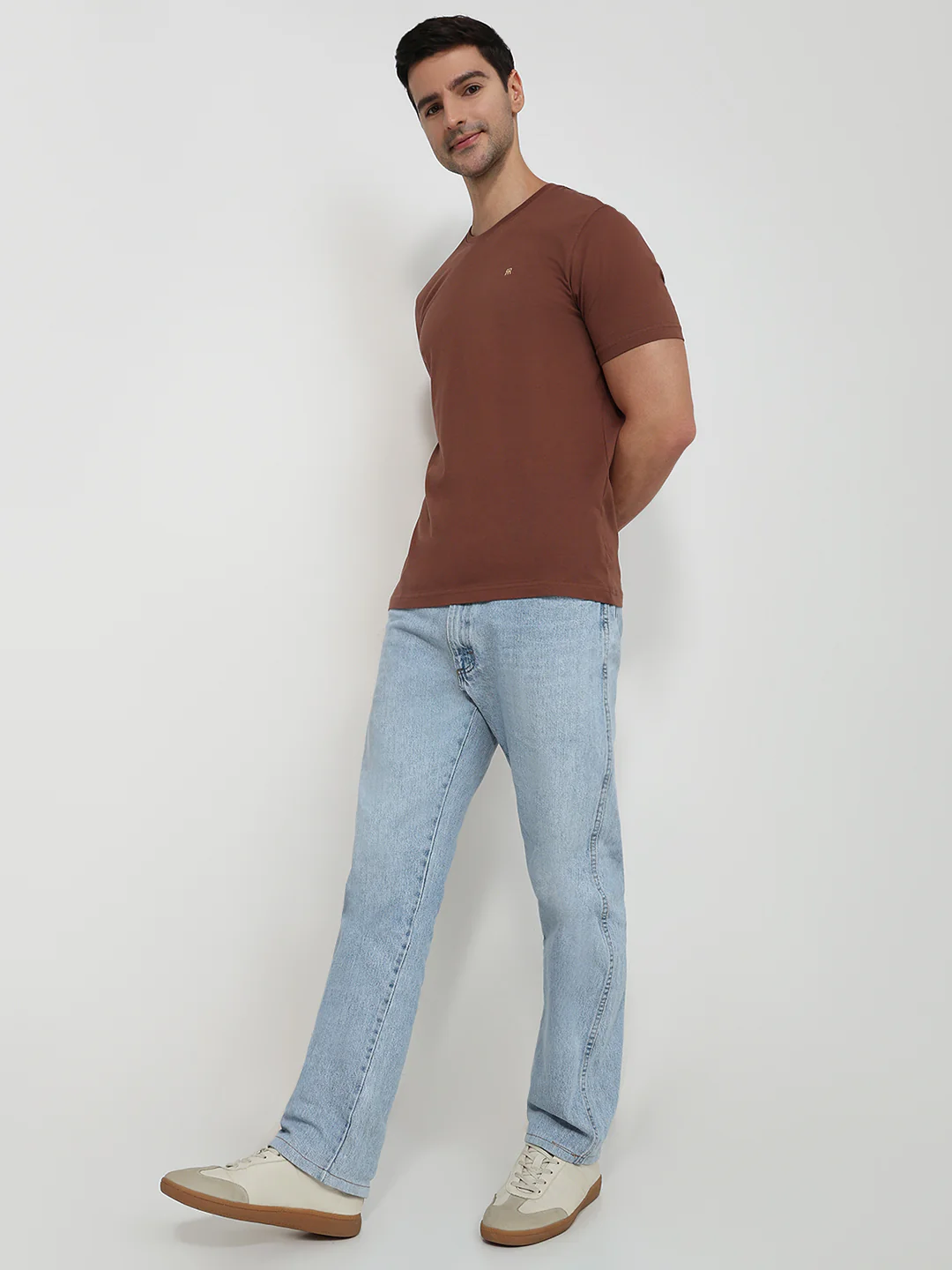 Raymond Men Brown Solid Regular Fit Cotton T-Shirt - Image 5