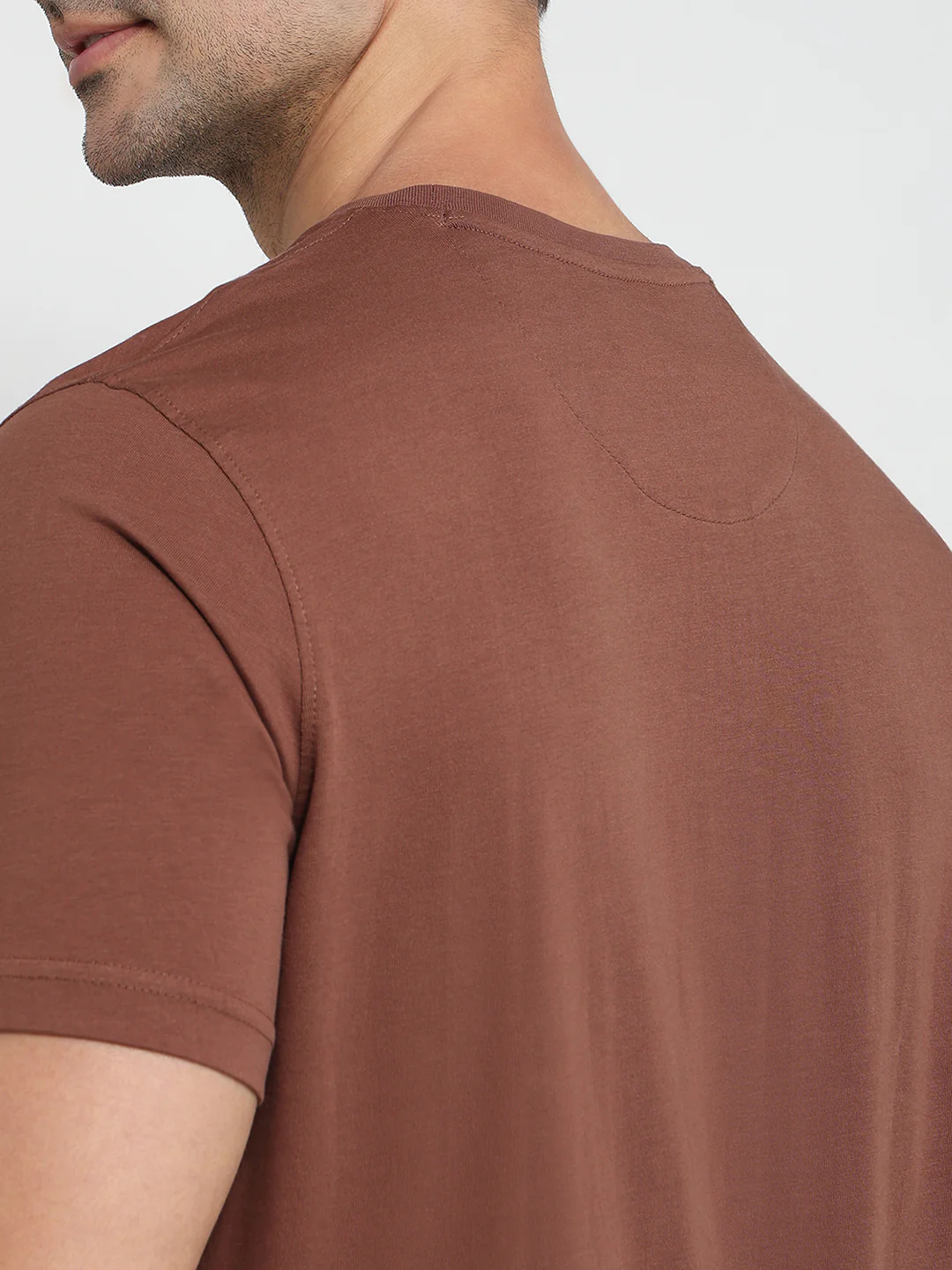 Raymond Men Brown Solid Regular Fit Cotton T-Shirt - Image 7