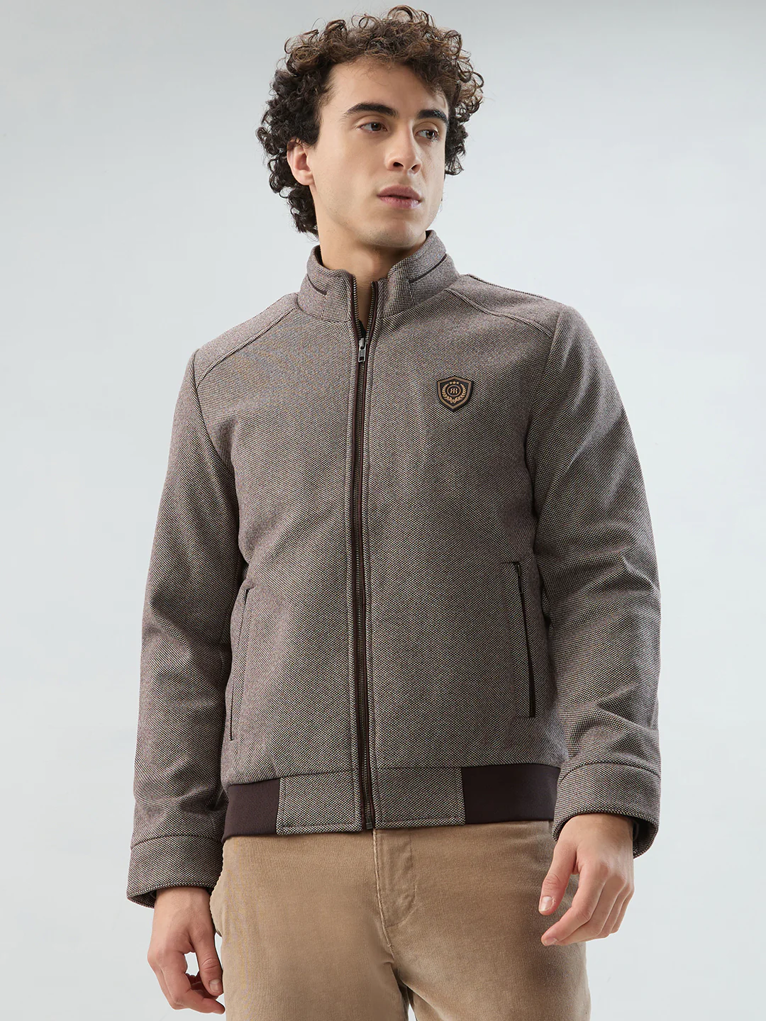 Raymond Men Brown Solid Regular Fit Polyester Jacket/Winterwear