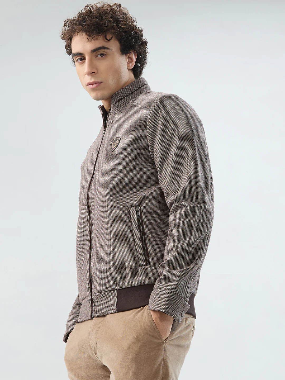 Raymond Men Brown Solid Regular Fit Polyester Jacket/Winterwear - Image 3
