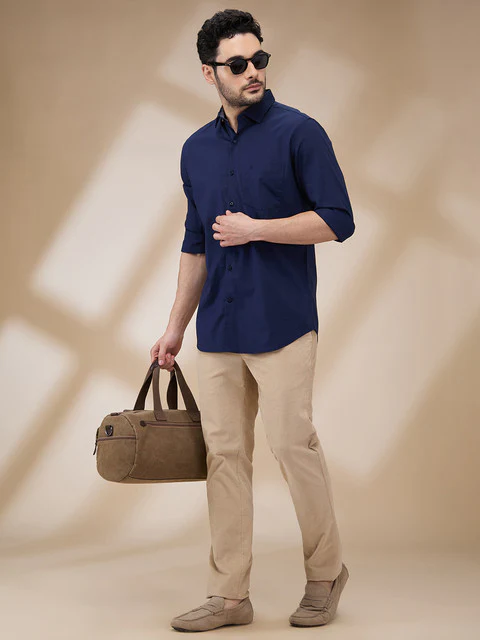Raymond Men Brown Solid Slim Fit Cotton Blend Trouser - Image 2