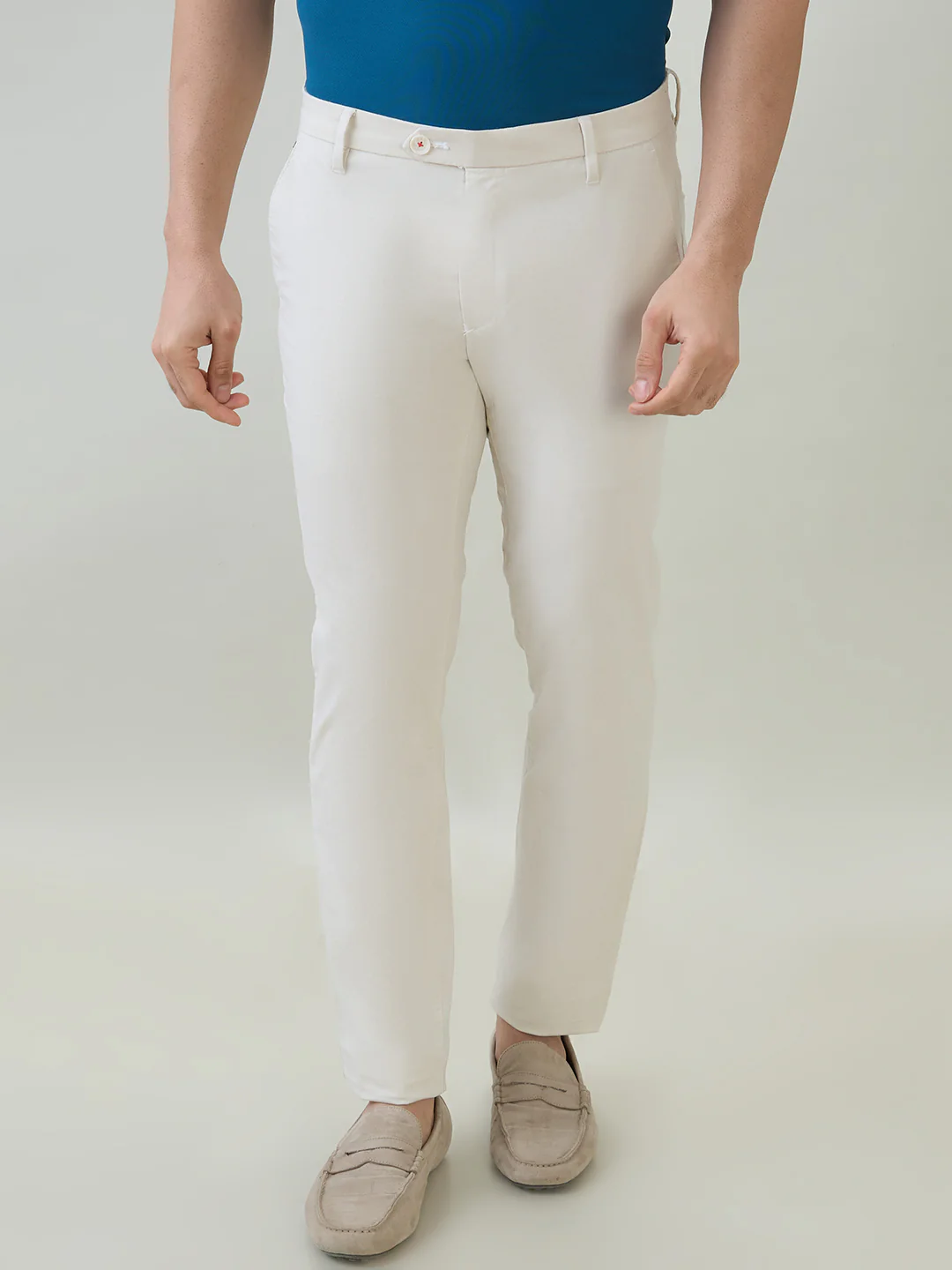 Raymond Men Brown Solid Slim Fit Cotton Blend Trouser