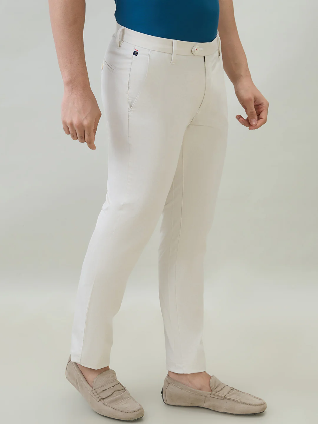 Raymond Men Brown Solid Slim Fit Cotton Blend Trouser - Image 2