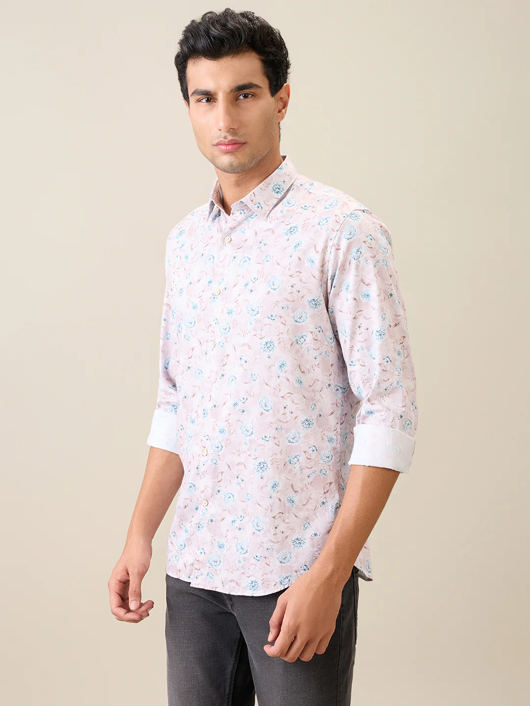 Raymond Men Brown Solid Slim Fit Cotton Casual Shirt - Image 2