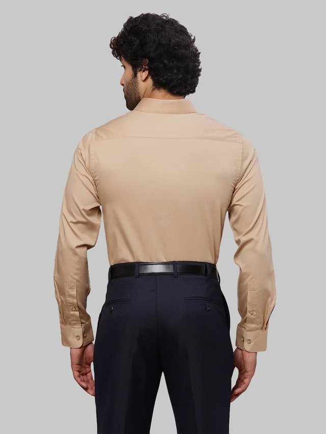 Raymond Men Brown Solid Slim Fit Cotton Formal Shirt - Image 4