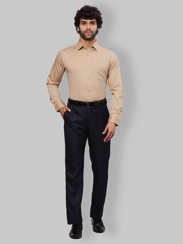 Raymond Men Brown Solid Slim Fit Cotton Formal Shirt - Image 5