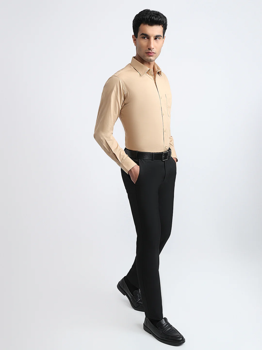 Raymond Men Brown Solid Slim Fit Cotton Shirt - Image 5