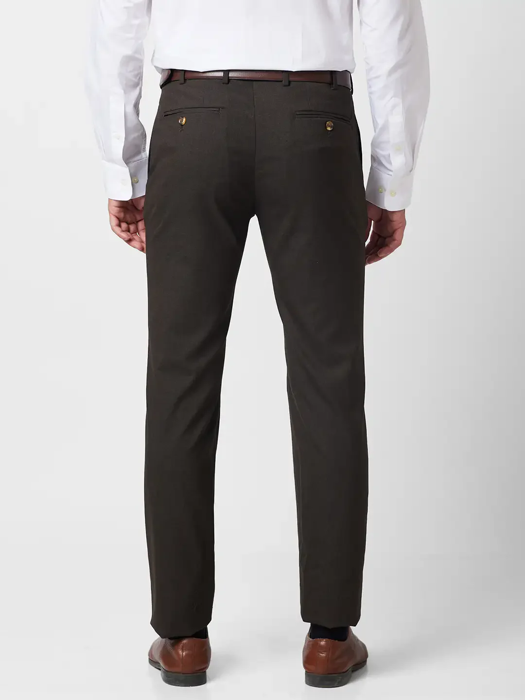 Raymond Men Brown Solid Slim Fit Polyester Blend Trouser - Image 4