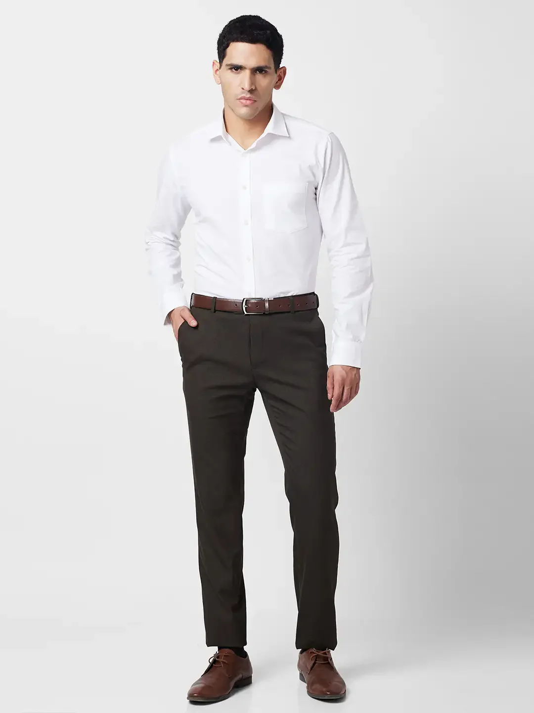 Raymond Men Brown Solid Slim Fit Polyester Blend Trouser - Image 5