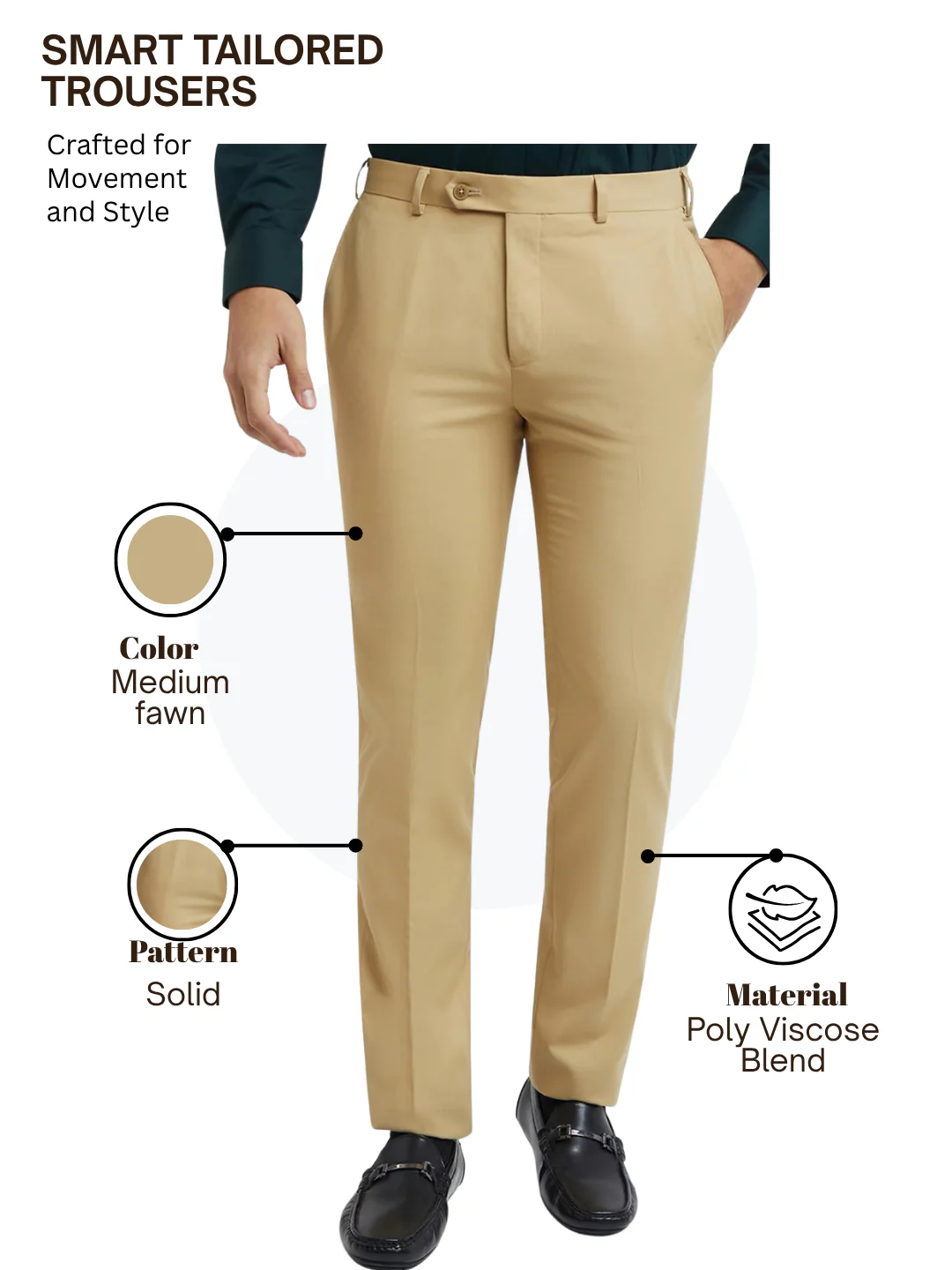 Raymond Men Brown Slim Fit Solid Trouser - Image 4