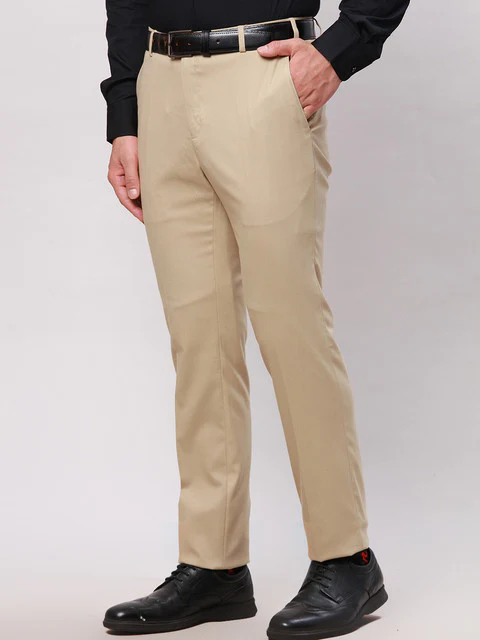Raymond Men Brown Solid Slim Fit Polyester Blend Trouser - Image 3