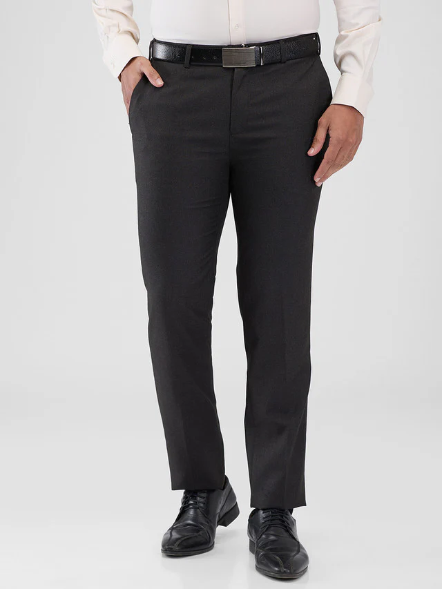 Raymond Men Brown Solid Slim Fit Polyester Blend Trouser