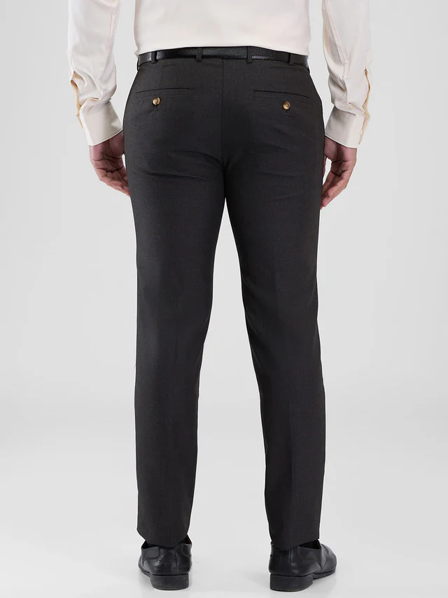 Raymond Men Brown Solid Slim Fit Polyester Blend Trouser - Image 4