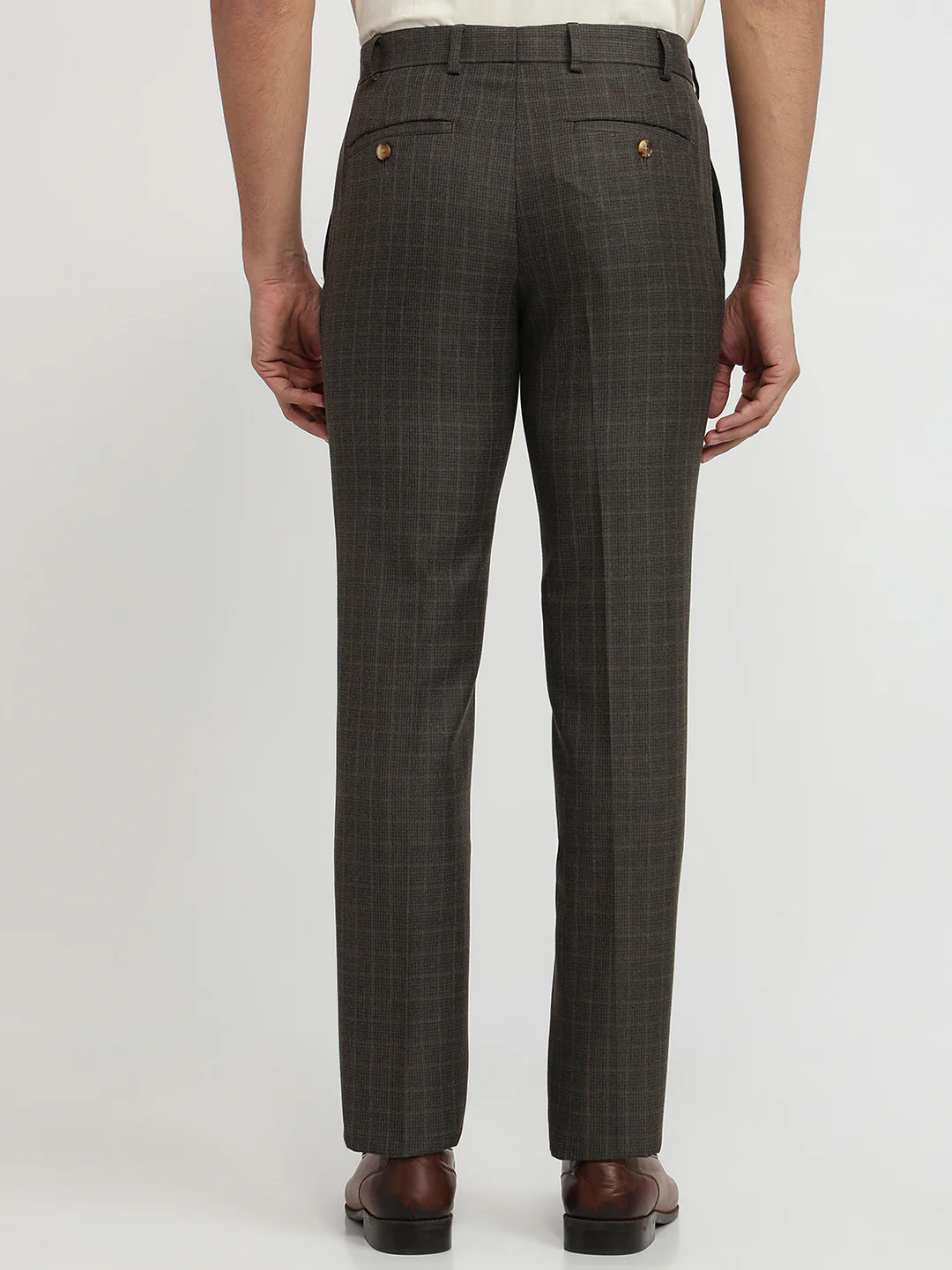 Raymond Men Brown Solid Slim Fit Polyester Blend Trouser - Image 4