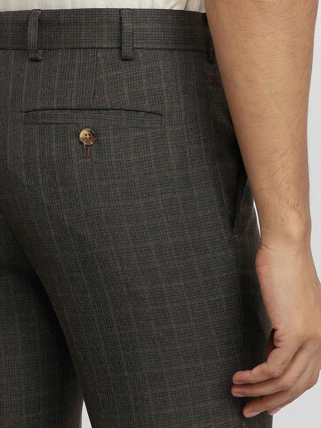 Raymond Men Brown Solid Slim Fit Polyester Blend Trouser - Image 7