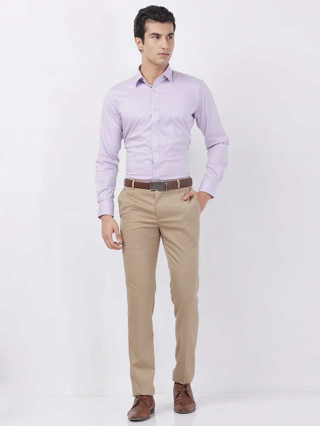 Raymond Men Brown Solid Slim Fit Polyester Blend Trouser - Image 6