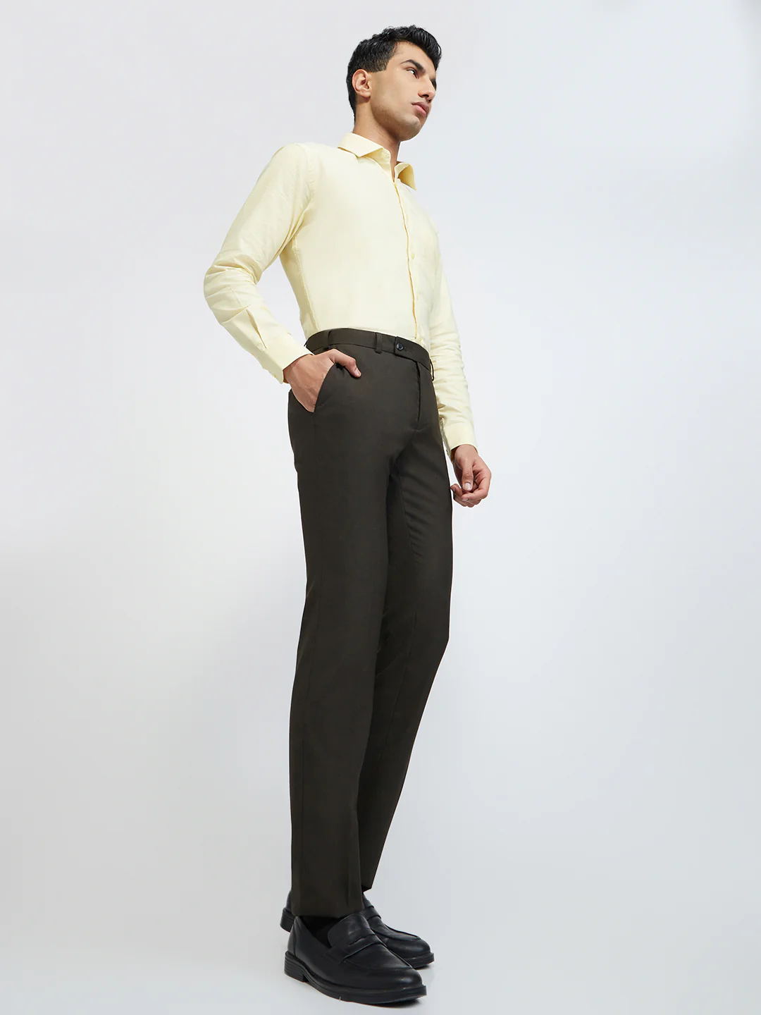 Raymond Men Brown Solid Slim Fit Polyester Blend Trouser - Image 5