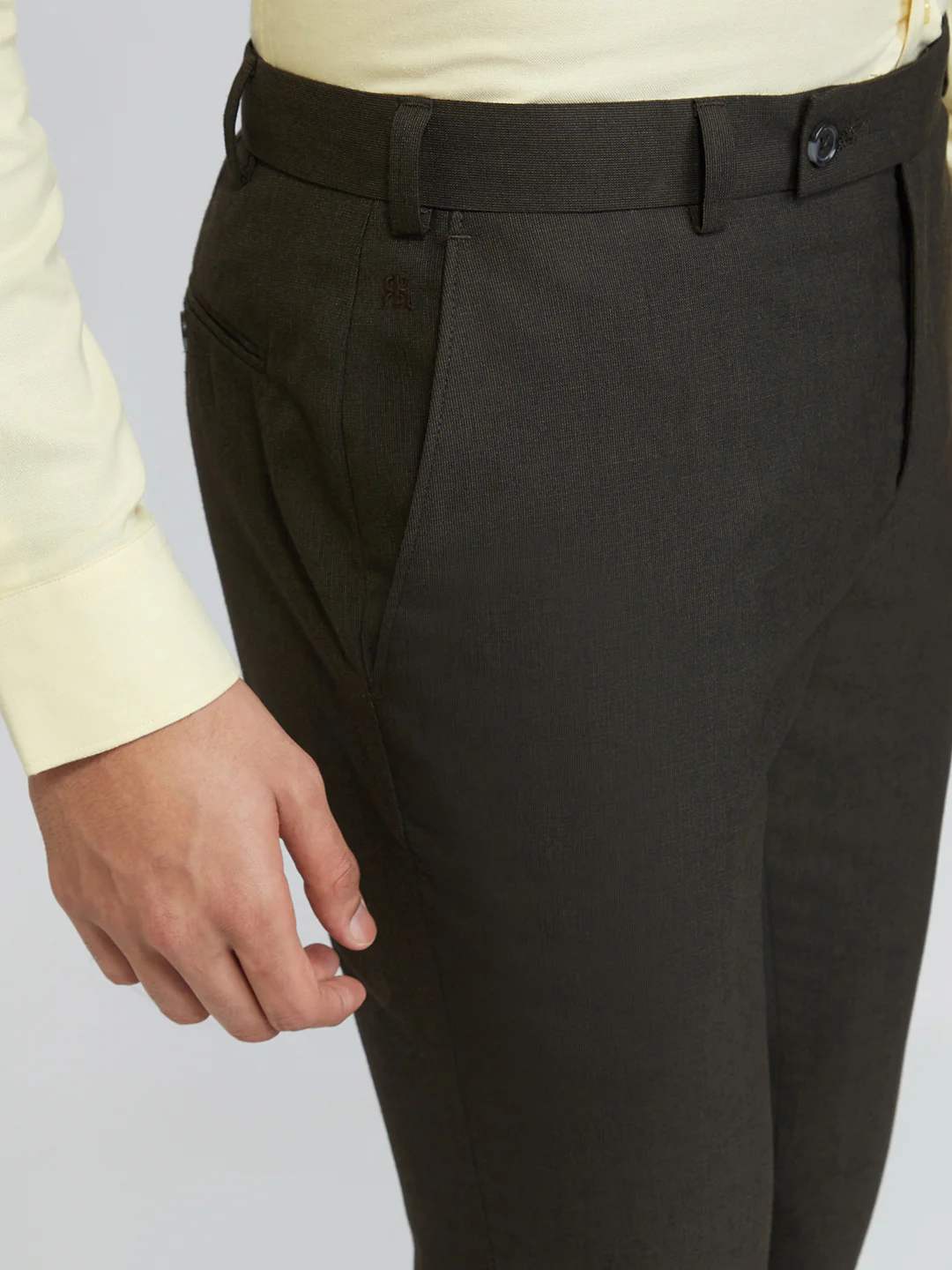 Raymond Men Brown Solid Slim Fit Polyester Blend Trouser - Image 6