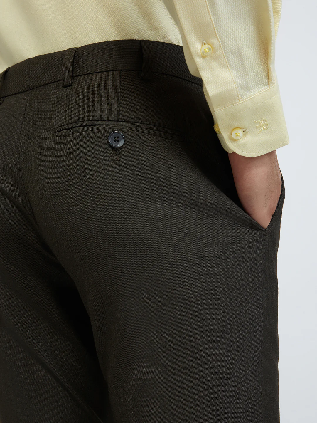 Raymond Men Brown Solid Slim Fit Polyester Blend Trouser - Image 7