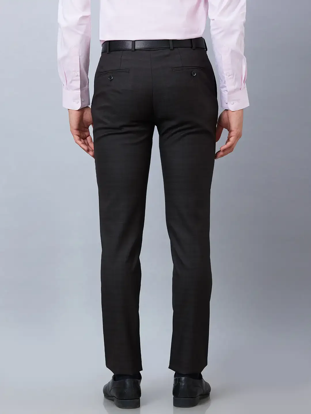 Raymond Men Brown Solid Slim Fit Polyester Blend Trousers - Image 4