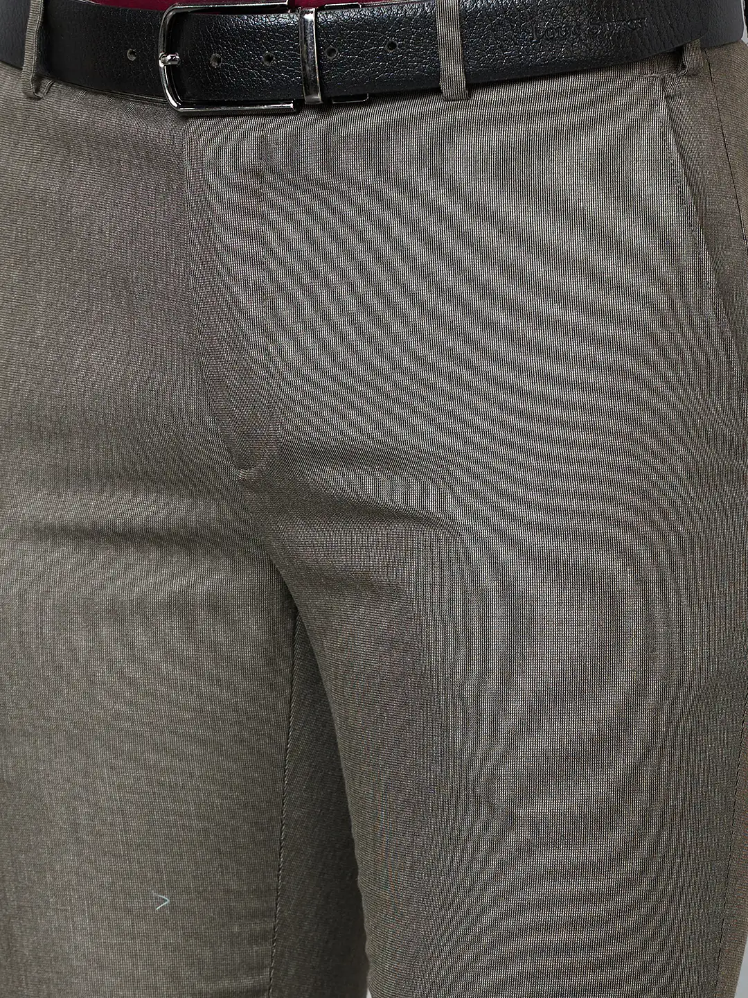 Raymond Men Brown Solid Slim Fit Polyester Blend Trousers - Image 7