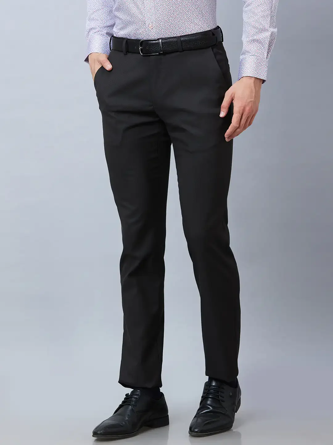 Raymond Men Brown Solid Slim Fit Polyester Blend Trousers - Image 3