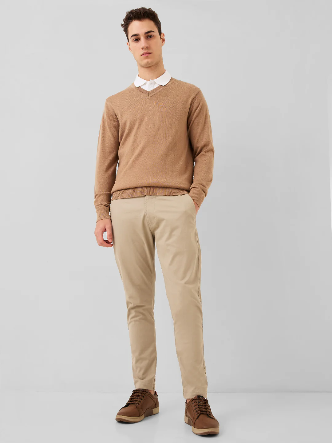Raymond Men Brown Solid Wool Blend Sweaters - Image 4