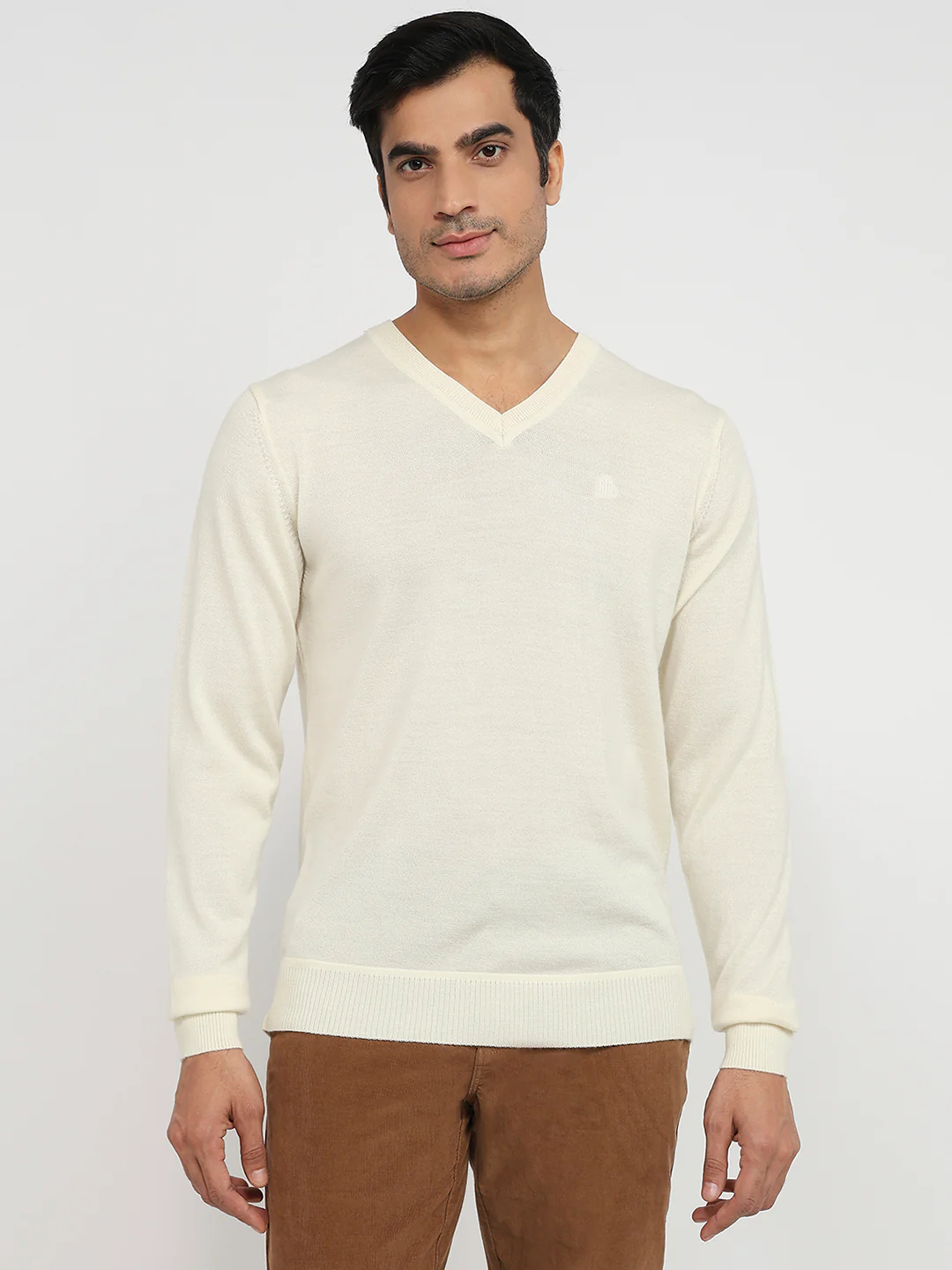 Raymond Men Brown Solid Wool Blend Sweatshirt